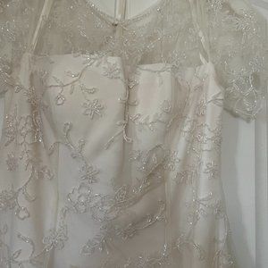 Michelangelo Beaded Top White Wedding Dress SZ 8